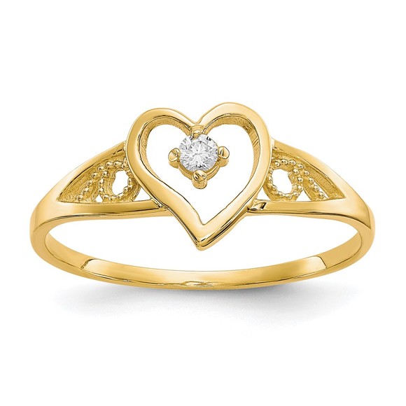 10k Gold Genuine Heart CZ (Cubic Zirconia) Ring Size 6